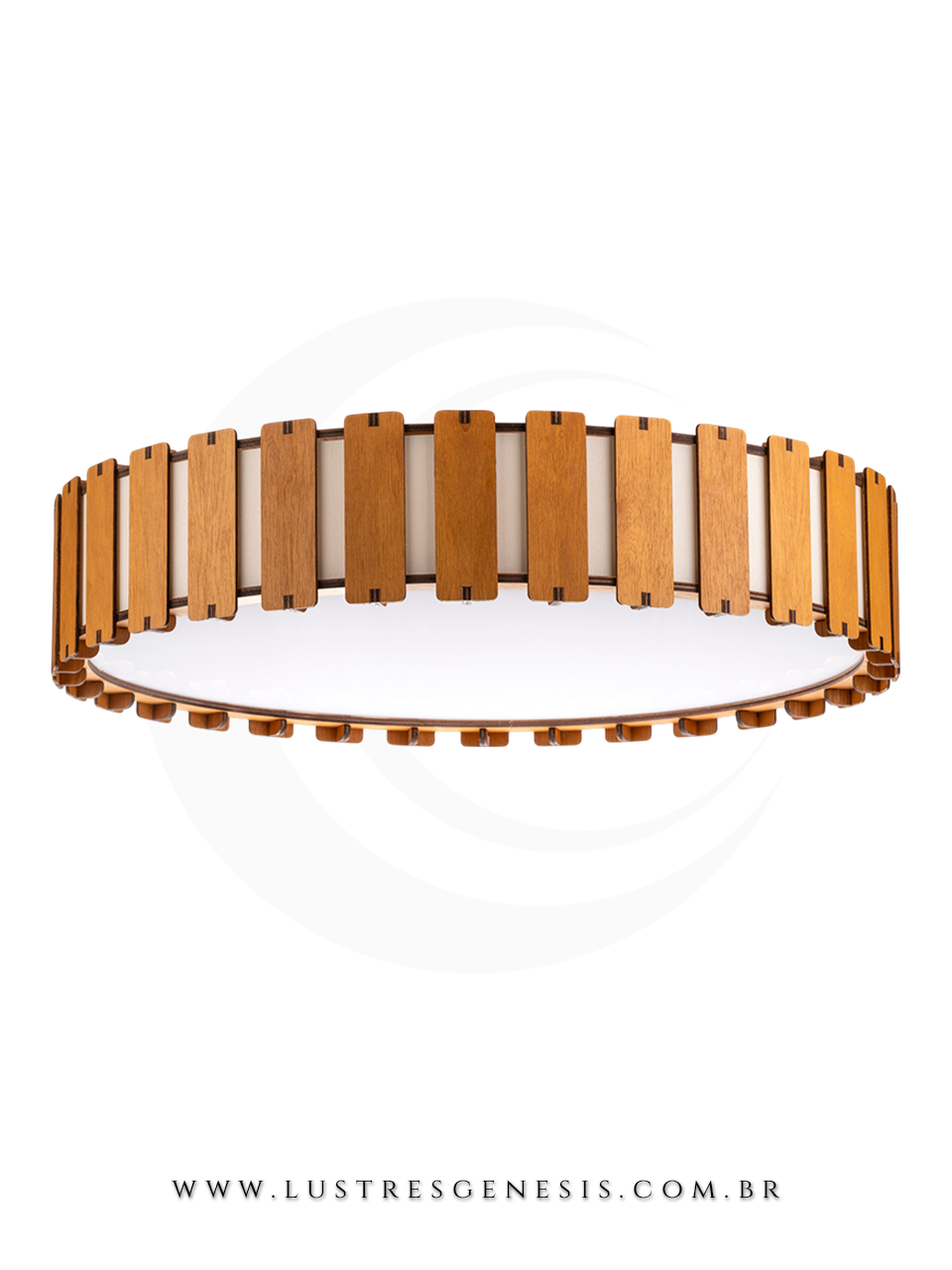 Lustre Plafon de Teto Madeira Buriti LMC650 4xE27 &Oslash;61cm, Sala de Estar, Cozinha, Quarto Casal, Suite Master